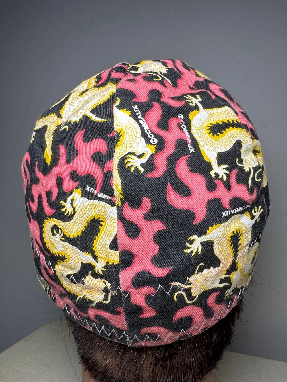 Comeaux reversible Pink & Black Dragon Print and red comfort soft Cap